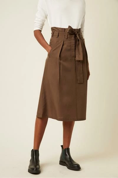 Great Plains Dark Olive Beau Belt Midi Skirt 4 Great Plains Dark Olive Beau Belt Midi Skirt
