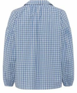 Great Plains Classic Gingham Popover Shirt - Organic Cotton Riviera Blue/Milk