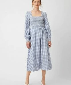 Great Plains Classic Gingham Dress In Riviera Blue