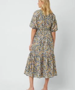 Great Plains Fiji Bloom Midi Dress In Tidal Blue Multi