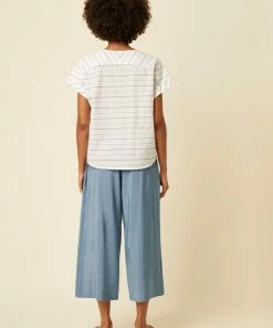 Great Plains Kyra Stripe Top In Tangier Blue Milk