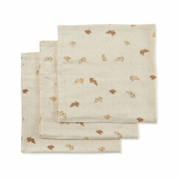 Konges Slojd 3 Pack Muslin Cloth - Petit Lapin 3 Konges Slojd 3 Pack Muslin Cloth - Petit Lapin
