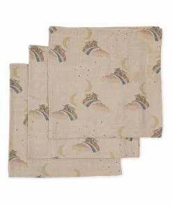 Konges Slojd : 3 Pack Muslin Cloth - Rainbow Kitty