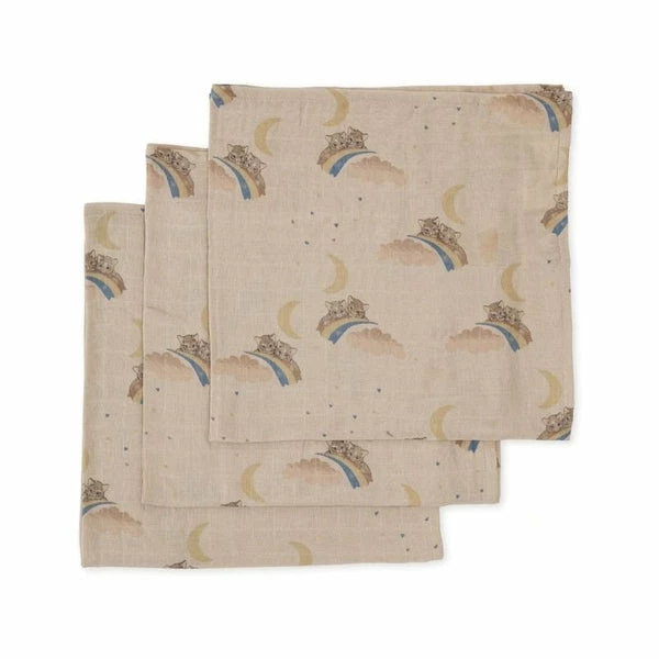 Konges Slojd : 3 Pack Muslin Cloth - Rainbow Kitty 3 Konges Slojd : 3 Pack Muslin Cloth - Rainbow Kitty