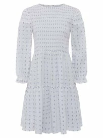 Great Plains Ella Embroidered Round Neck, Long Sleeved Dress