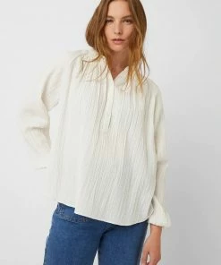Great Plains Summer Texture Blouse In Milk