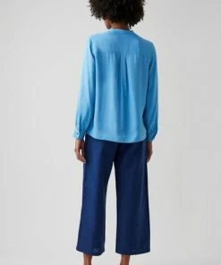 Great Plains Core Luxe Crepe Top Aegean Blue