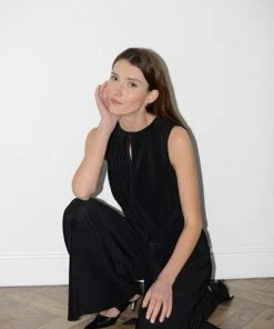 Great Plains Plisse Pleat Jumpsuit Black