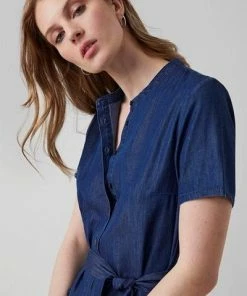 Great Plains Chambray Button Front Jumpsuit Denim