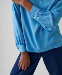 Great Plains Core Luxe Crepe Top Aegean Blue