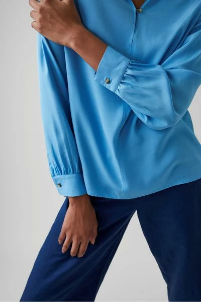 Great Plains Core Luxe Crepe Top Aegean Blue 3 Great Plains Core Luxe Crepe Top Aegean Blue