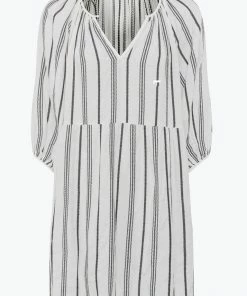 Great Plains Stripe Dress In Milk & Black 10 Great Plains Stripe Dress In Milk & Black