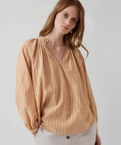 Great Plains Tia Stripe Blouse In Burnt Spice Milk
