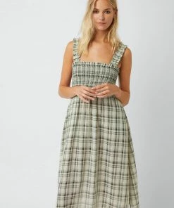 Great Plains Summer Check Dress In Black & Cream