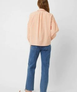 Great Plains Gingham Popover Shirt In Clay & Milk