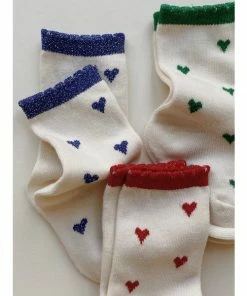 Konges Slojd : 3-pack Heart Socks - Summer Sand Hearts