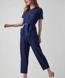 Great Plains Chambray Button Front Jumpsuit Denim