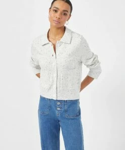 Great Plains Franky Knit Collared Cardigan In Oat