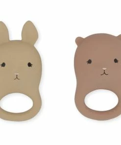 Konges Slojd 2 Pack Teethers - Rabbit/Bear