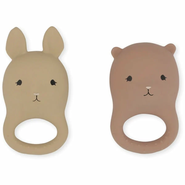 Konges Slojd 2 Pack Teethers - Rabbit/Bear 3 Konges Slojd 2 Pack Teethers - Rabbit/Bear