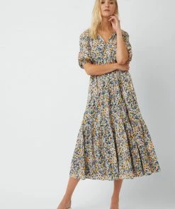 Great Plains Fiji Bloom Midi Dress In Tidal Blue Multi
