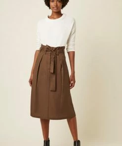 Great Plains Dark Olive Beau Belt Midi Skirt