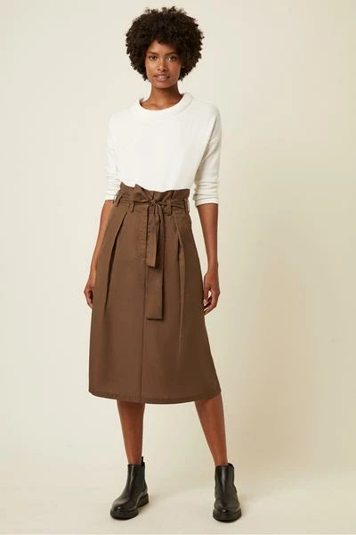 Great Plains Dark Olive Beau Belt Midi Skirt 3 Great Plains Dark Olive Beau Belt Midi Skirt