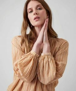 Great Plains Tia Stripe Blouse In Burnt Spice Milk