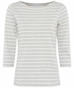Great Plains Essential Jersey Top Grey/ Milk Stripe Organic Cotton