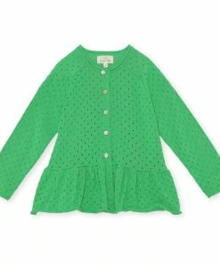 Konges Slojd : Cypres Frill Cardigan - Kelly Green