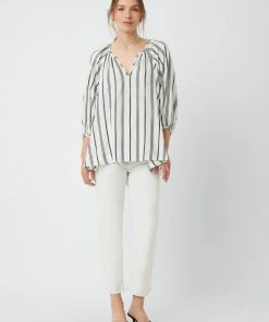 Great Plains Stripe Blouse In Milk & Black