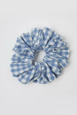 Great Plains Gingham Scrunchie - Riviera Blue Gingham 2 Great Plains Gingham Scrunchie - Riviera Blue Gingham