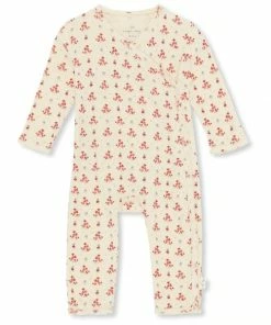 Konges Slojd : Classic Newborn Onesie - Vintage Floral Red